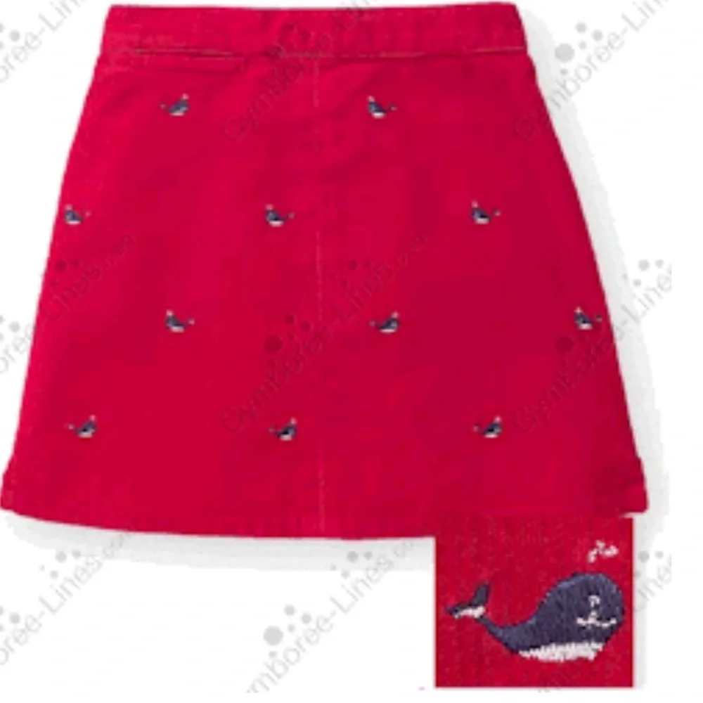 Gymboree Whale Watching (2003 line) Red Embroidered Corduroy Skirt Size 4